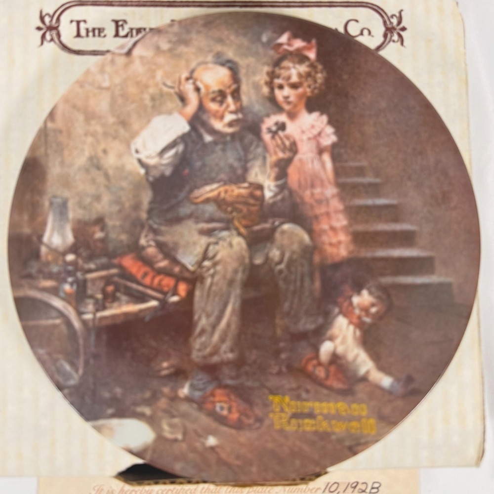Knowles Norman Rockwell The Cobbler Plate 1978 Heritage Collection COA Box